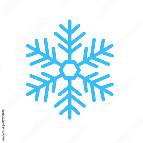 Minimal snowflake icon with simple symmetrical branches. Clean flat SVG design ideal for winter themes, weather apps, seasonal graphics, holiday design, and cold environment visuals.