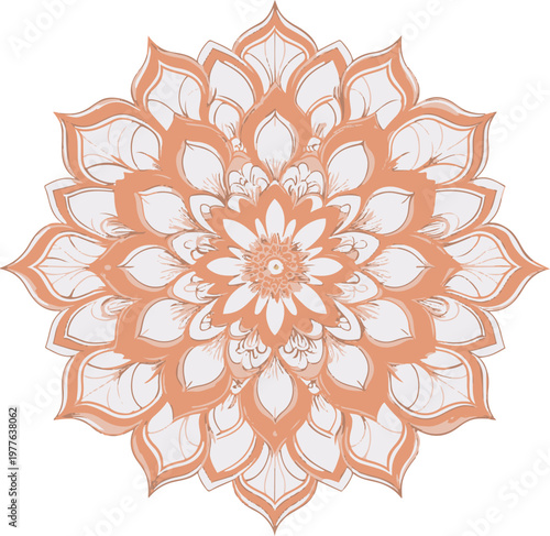 perfectly symmetrical floral mandala, clean vector, mehndi mandala, smooth bezier curves, white background 1