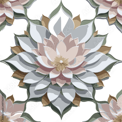 perfectly symmetrical floral mandala, clean vector, lotus mandala, smooth bezier curves, white background 3