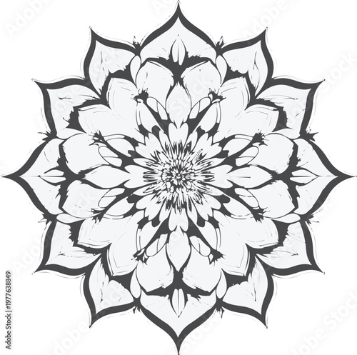 perfectly symmetrical floral mandala, clean vector, geometric flower mandala, smooth bezier curves, white background 1