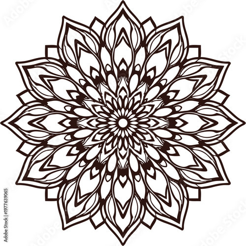 perfectly symmetrical floral mandala, clean vector, lotus mandala, smooth bezier curves, white background 1