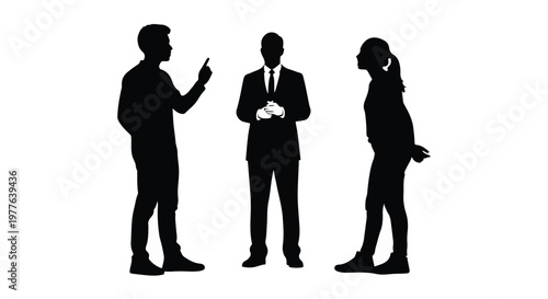 Silhouettes of business people in a professional discussion or argument