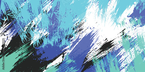 Canvastavla Abstract artistic brush stroke background with vibrant blue and cyan colors in m