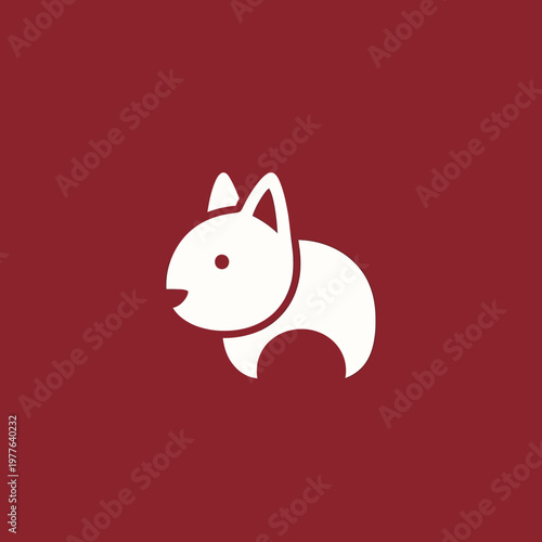 Cute stylized white wombat icon on a dark red background.