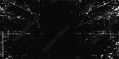 Abstract black and white grunge texture background featuring a dark night sky filled with starlight and space dust for a winter christmas pattern
