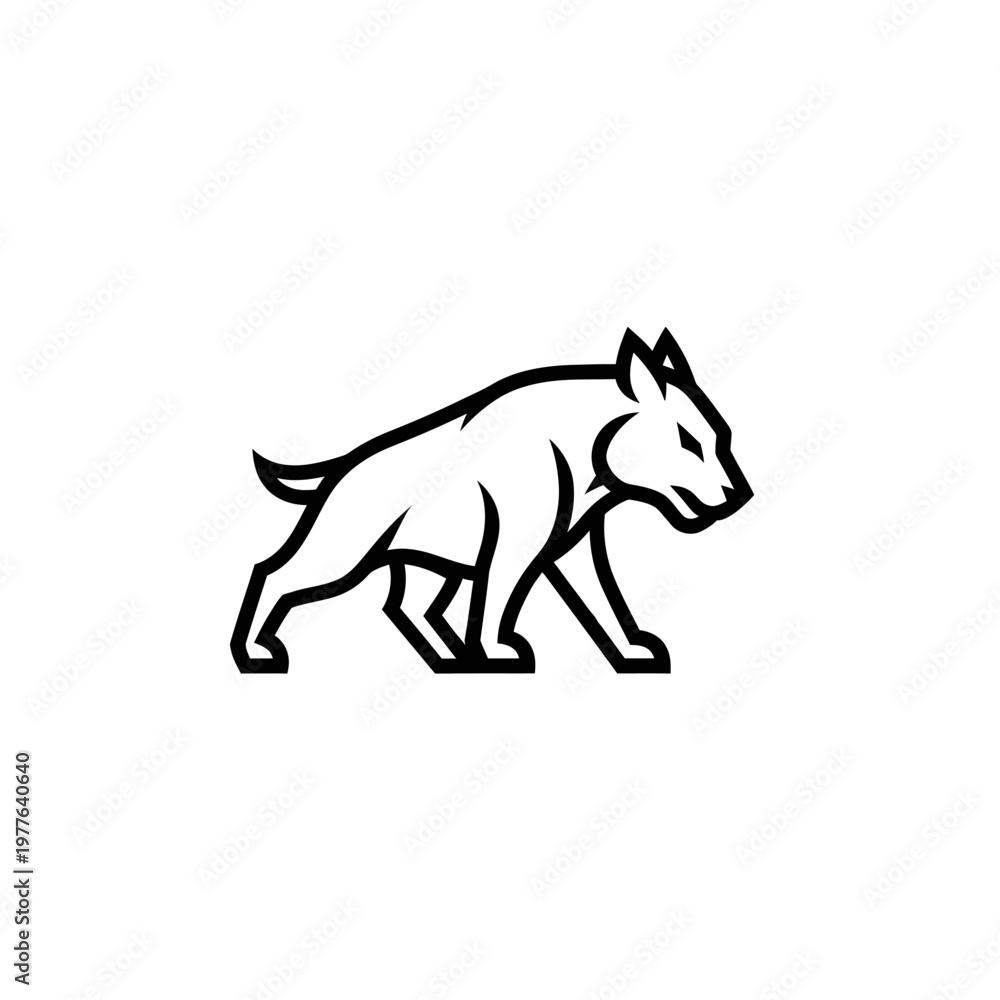 Fototapeta premium Minimalist Line Art Illustration of a Fierce Hyena.
