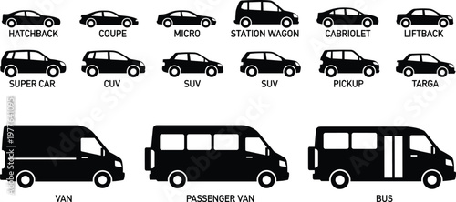 Collection of various car types and body styles for automotive classification.