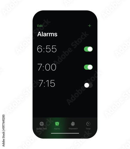 Alarm app ui design vector similar to I-phone