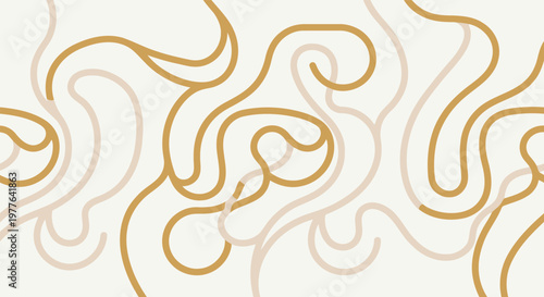 Seamless Abstract Topographic Pattern with Fluid Cream Organic Lines on Cream Background, Elegant Wavy Background Graphic with Editable Vector File for Modern Design Projects