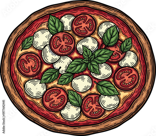 A delicious margherita pizza on transparent background