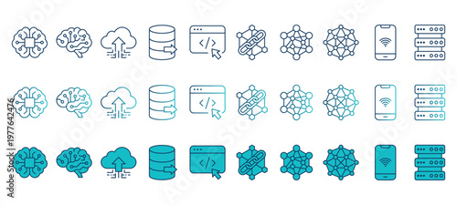 New Technology Icon set, Three types icon style