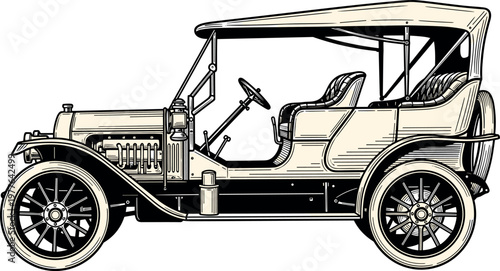A vintage car illustration on transparent background