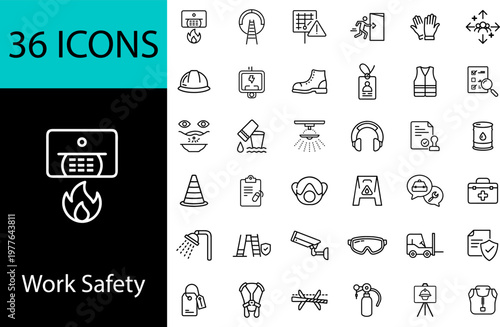 Work Efficiency Icons Set - 36 Line Icons for Productivity, Time Management, Business, Performance & Project Management - Vector Illustration for Web & Design