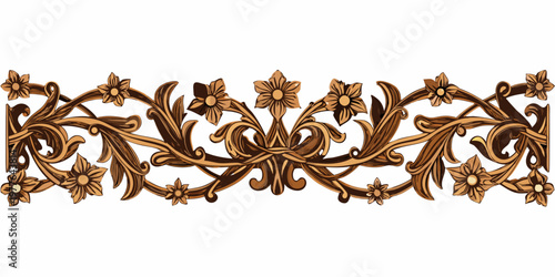 Ornate floral and leaf design a decorative brown wood carving