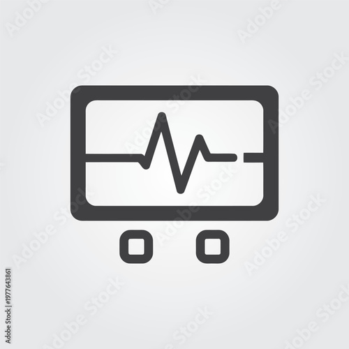 A minimalist filled icon of a medical monitor with a heartbeat line in an Editable Vector File format, perfect for healthcare designs