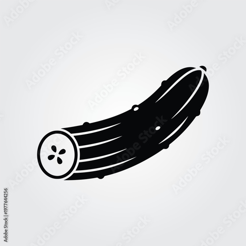 A minimalist filled icon of a cucumber in an editable vector file format, perfect for design and health-related projects