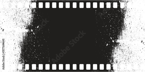 Retro frame effect with vintage overlay. Gritty texture with film grain and dust for distressed, aged look. Black old scratched surface background. Vector illustration.