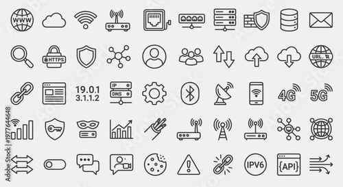 Minimalist Line Dashboard Icons Set for Professional UI Design including Analytics Business and E-commerce Symbols as an Editable Vector File for Web Projects