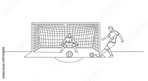 Soccer Goalie and Player Sketch - Goal Shot Action