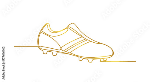 Golden Soccer Shoe Line Art - Minimalist Football Equipment Icon