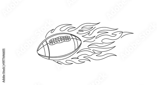 American Football on Fire Illustration - Dynamic Sport Graphic