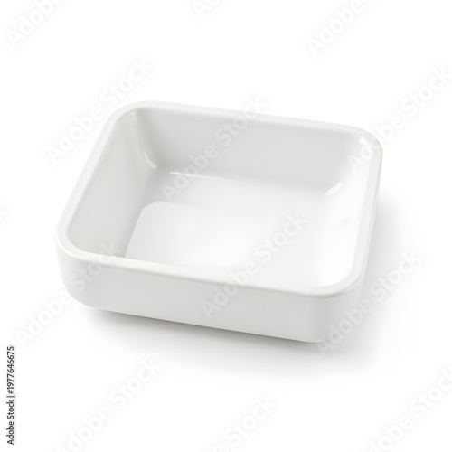 Minimalist white soap dish on clean background, bathroom accessory aesthetics