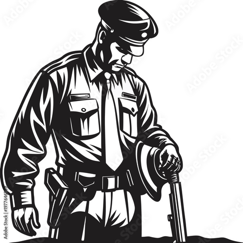 a black and white illustration of a police officer (2)