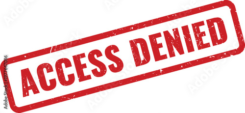 Red rubber stamp impression containing the text access denied with a distressed and weathered appearance