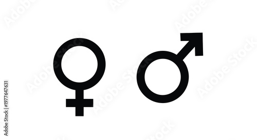 Simple black symbols representing female and male genders in a stark silhouette