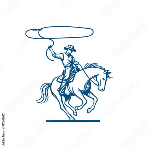 A cowboy on a horse swinging a lasso