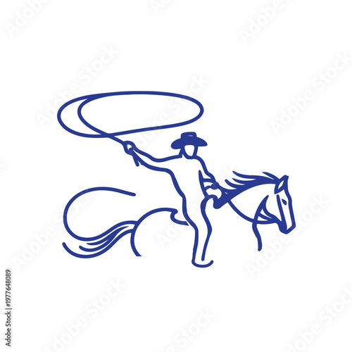 A cowboy on a horse swinging a lasso