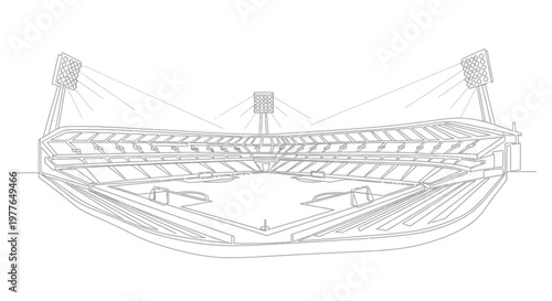 Modern Stadium Blueprint Outline - Sports Arena Architectural Drawing
