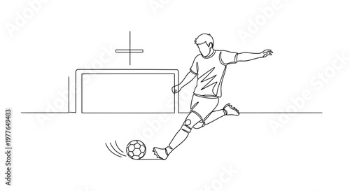 Soccer Player Kicking Ball Towards Goal Line Art