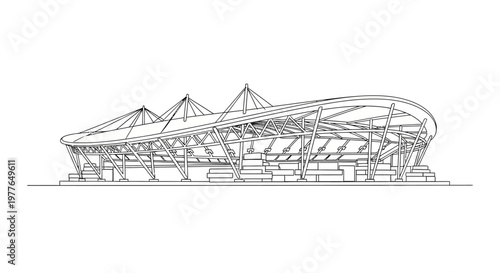 Modern Stadium Outline Drawing - Architectural Design and Sports Venue