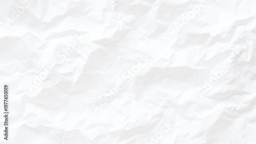 Crumpled white paper background texture with wrinkles and creases for design and layout