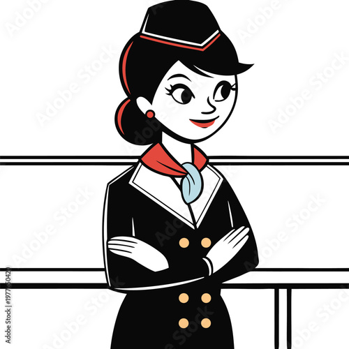 a beautiful female flight attendant standing with (1)