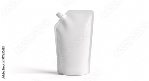 White Pouch Mockup Isolated on White Background in Studio Lighting for Food Packaging Display and Product Presentation