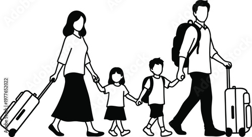 Celebrating global day of parents a family walking together with luggage illustrating parental love and support