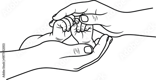 Celebrating global day of parents tender hand holding sketch symbolizing parental love and family bonds