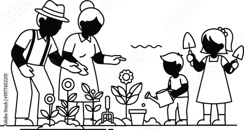 Celebrating global day of parents a heartwarming family gardening scene illustrating parental love and bonds