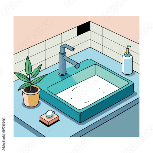 High angle view of faucet in bathroom