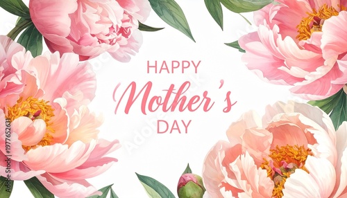 Beautiful soft pink peonies frame a 