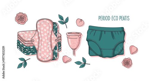 Eco friendly period products for sustainable menstruation care including reusable pads menstrual cup and period underwear