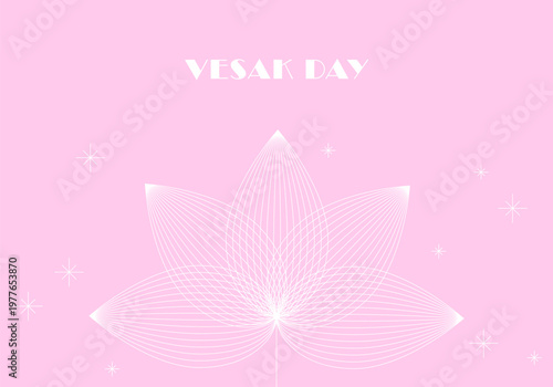 Vesak background. Vector Lotus. Lotus Flower. Vesak design greating card. Lotus icon for holiday sale banner. Indian Vesak holiday background. Lotus floral design