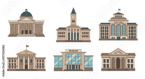 Collection of various government buildings and institutions.