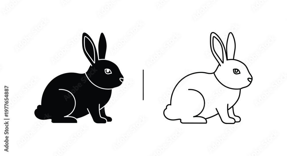 Obraz premium Black White Rabbit Duality Symbol Design Vector
