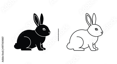 Black White Rabbit Duality Symbol Design Vector