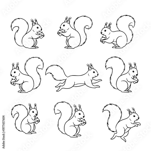 Adorable Cartoon Squirrels Vector Art Set for Designers & Educators
