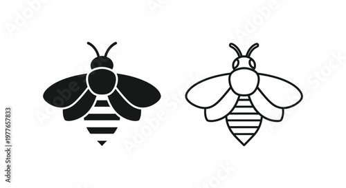 Bee Symbol Designs: Minimalist Icons for Branding & Marketing Vector