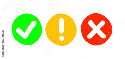 check cross warning icons flat round yes no notification icon vector red green orange